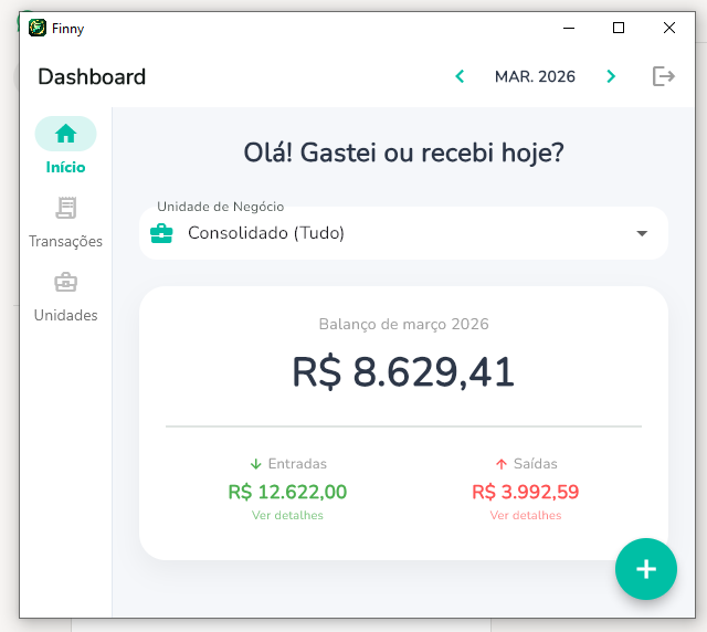 Tela principal do Finny