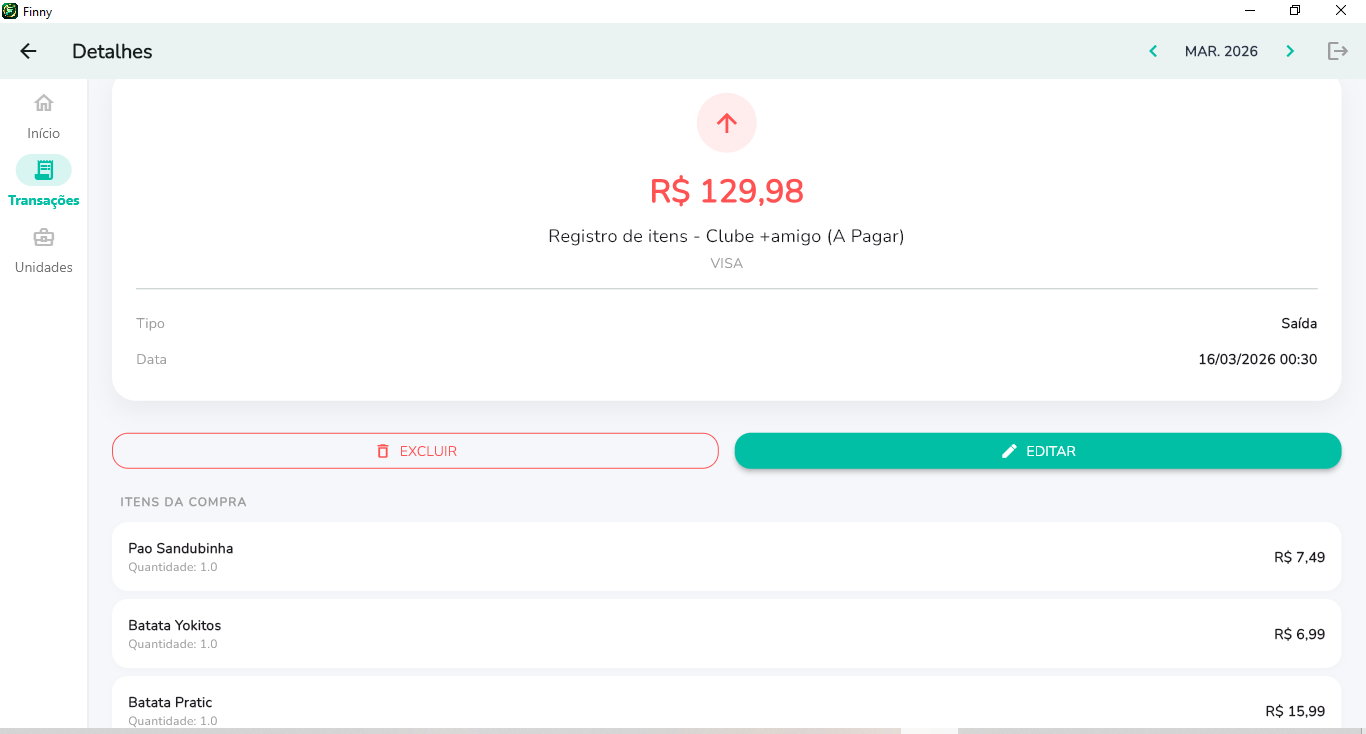 Tela de lançamento do Finny